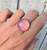 Large Round Neon Baby Pink Aurora Opal Doublet Sterling Silver Ring