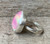 Large Round Neon Baby Pink Aurora Opal Doublet Sterling Silver Ring