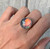 Large Round Faceted Multi Colored Aurora Opal Doublet Sterling Silver Ring