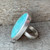 Bright Sparkly Light Blue Oval Amazonite Sterling Silver Statement Ring