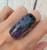 Stunning Large Rectangle Cushion Cut Charoite Sterling Silver Ring