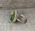 Vintage Green and Blue Turquoise Colored Carved Scarab Sterling Silver Ring