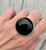 30mm Round Solid Black Onyx Statement Ring