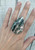 Super Large Pear Shaped Ocean Jasper Sterling Silver Ring Size 9