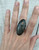 One of a Kind Large Oval Marcasite Silver and Black Statement Ring 