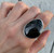 Edgy Large Free Form Faceted Black Raw Sapphire Sterling Silver Ring