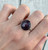 Elegant Round Faceted Merlot Colored Raw Sapphire Sterling Silver Ring