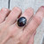 Elegant Large Oval Faceted Dark Purple Raw Sapphire Sterling Silver Ring