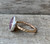 Mixed Metals Raw Dark Pink Faceted Sapphire Gemstone Sterling Silver Ring with 14 Karat Gold Filled Band
