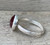 Dainty Round Faceted Red Garnet Sterling Silver Ring Size 8.5-9