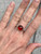 Dainty Round Faceted Red Garnet Sterling Silver Ring Size 8.5-9