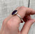 Geometric Rose Cut Purple Amethyst Sterling Silver Ring with Patterned Band