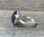 Geometric Rose Cut Purple Amethyst Sterling Silver Ring with Patterned Band