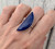 Edgy Crescent Half Moon Navy Blue Lapis Lazuli Sterling Silver Ring