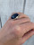 Large Round Navy Blue and Gold Flecked Lapis Lazuli Sterling Silver Statement Ring