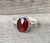Elegant Oval Rose Cut Red Garnet Sterling Silver Ring Size 8.25-8.75