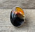 Black Yellow Orange Sparkly Oval Agate Quartz Doublet Sterling Silver Ring Size 8