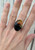 Black Yellow Orange Sparkly Oval Agate Quartz Doublet Sterling Silver Ring Size 8