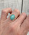 Egg Shaped Faceted Blue Amazonite Sterling Silver Ring with Floral Band 