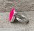  Hot Pink Cushion Cut Faceted Chalcedony Sterling Silver Statement Ring 7.25-7.75