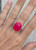 Faceted Hot Pink Chalcedony Statement Sterling Silver Ring Size 8.5-9