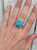 Bright Blue Cushion Cut Tibetan Turquoise Sterling Silver Ring