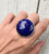 Boho Chic Large Round Geometric Cobalt Blue Lapis Lazuli Rose Cut Sterling Silver Statement Ring | Rocker | Edgy | Geometric Jewelry