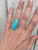 Long Oval Bright Blue Tibetan Turquoise Sterling Silver Ring 
