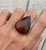 Teardrop Red Gray Bloodstone Unique Chunky Sterling Silver Statement Ring 