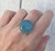 Large Round Blue Aquamarine Sterling Silver Ring