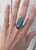 Large Oval Blue Flash Labradorite Sterling Silver Ring with Scallop Setting Size 7