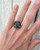 20mm Large Round Blue Gray Pink Llanite Sterling Silver Ring