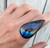 Stunning Large Teardrop or Pear Shaped Rainbow Labradorite Sterling Silver Statement Ring 