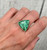 Large Triangle Green Blue Monarch Sterling Opal Statement Ring 