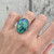 Oval Blue Monarch Sterling Opal Sterling Silver Ring Sizes 6-7