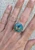 Large Round Blue Yellow Green Monarch Sterling Opal Ring Sizes 8.5-9.5