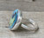 Large Round Blue Yellow Green Monarch Sterling Opal Ring Sizes 8.5-9.5