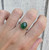 Green Strawberry Quartz Sterling Silver Ring with Floral Ring Band 8.5-9.5