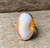 Large Oval Faceted White and Orange Agate Sterling Silver Ring Size 7.25-7.75