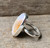 Large Oval Faceted White and Orange Agate Sterling Silver Ring Size 7.25-7.75
