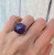 Large Rectangle Charoite Sterling Silver Ring Size 5.75-6.25