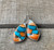 Geometric Spiny Oyster Copper Turquoise Dangle Sterling Silver Earrings 