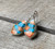 Geometric Spiny Oyster Copper Turquoise Dangle Sterling Silver Earrings 