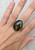 Large Oval Brown Blue Tiger Eye Sterling Silver Ring Size 7.5-8