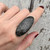 Black and White Coral Fossil Starburst Sterling Silver Statement Ring Size 8-8.5