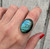 Large Oval Bright Blue Flashy Labradorite Statement Ring Size 8.75