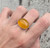Horizontal Rich Yellow Oval Agate Sterling Silver Ring
