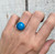 Elegant Minimalist Round Cobalt Blue Howlite Sterling Silver Ring