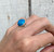 Elegant Minimalist Round Cobalt Blue Howlite Sterling Silver Ring