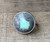 Large Round Grey Teal Mexican Fire Opal Sterling Silver Ring Size 7.25-7.75